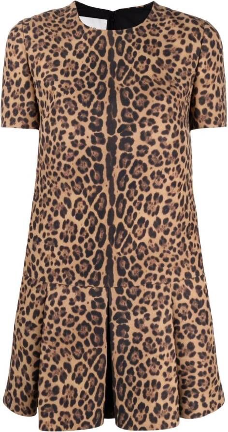 Valentino Garavani Mini-jurk met luipaardprint Bruin
