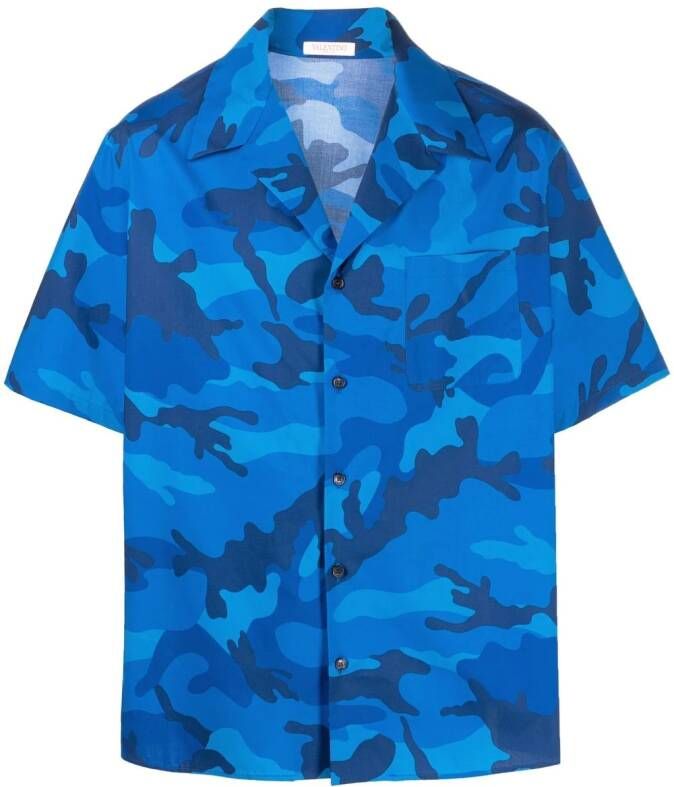 Valentino Garavani Overhemd met camouflageprint Blauw