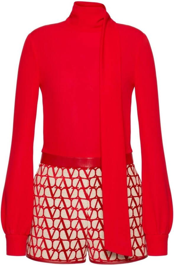Valentino Garavani Playsuit met geborduurd logo Rood