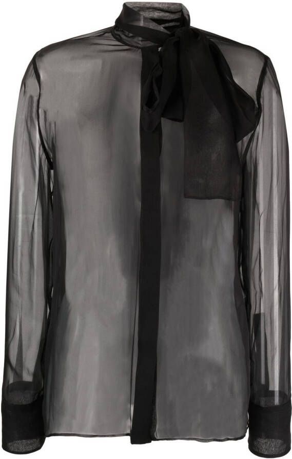 Valentino Garavani Semi-doorzichtige blouse Zwart