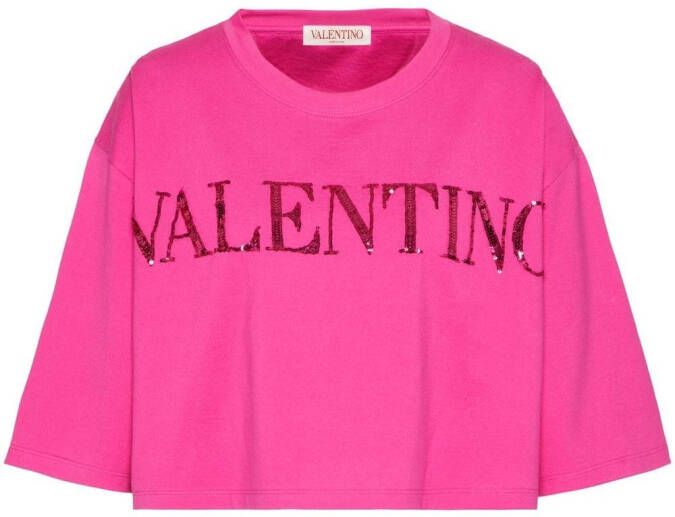 Valentino Garavani T-shirt verfraaid met pailletten Roze