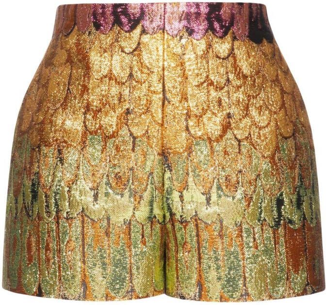Valentino Garavani Shorts met metallic-effect Goud
