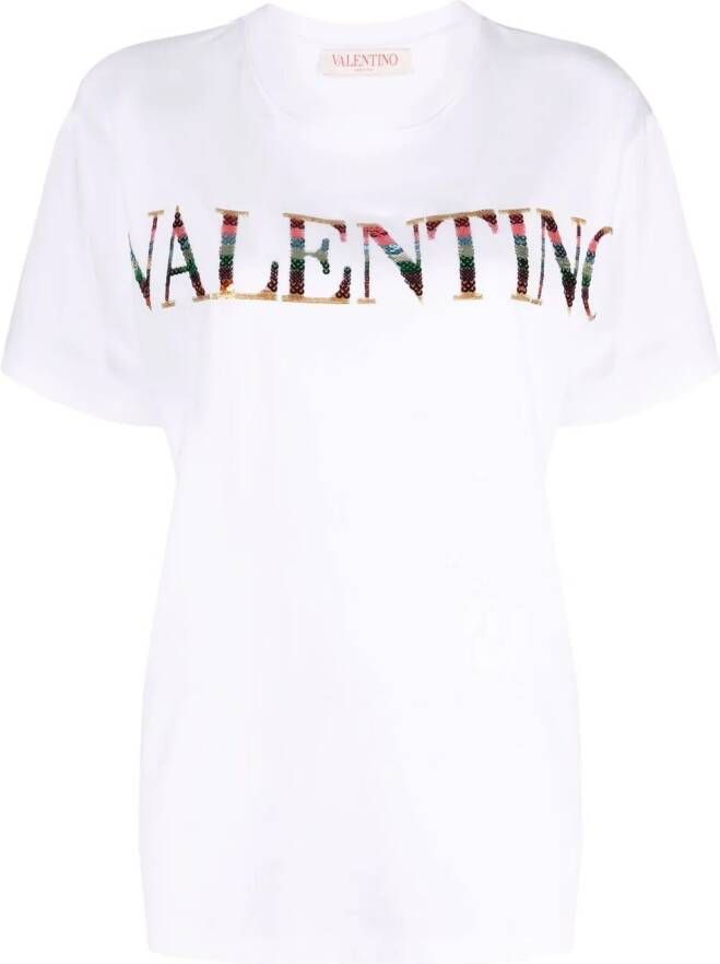 Valentino Garavani T-shirt met logo van pailletten Wit