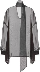 Valentino tie-fastening sheer blouse Zwart