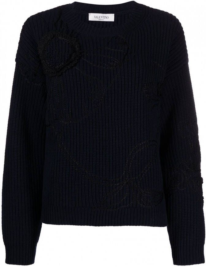 Valentino Garavani Trui met geborduurde bloemen Blauw
