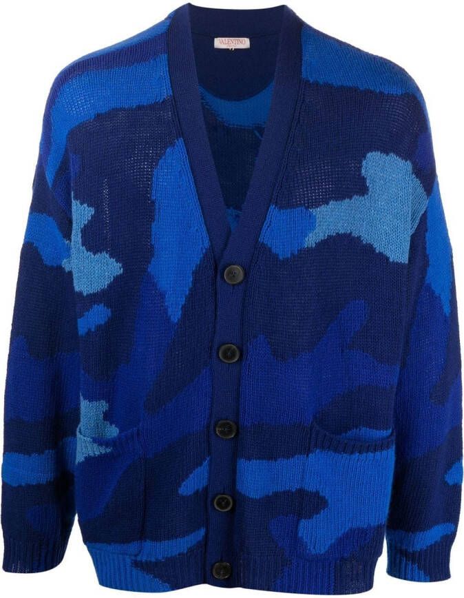 Valentino Garavani Vest met camouflageprint Blauw