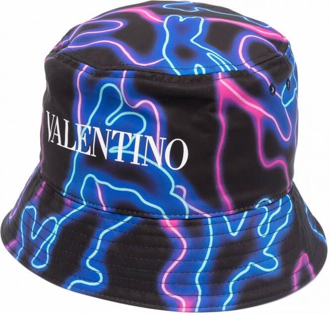 Valentino Garavani Vissershoed met camouflageprint Zwart