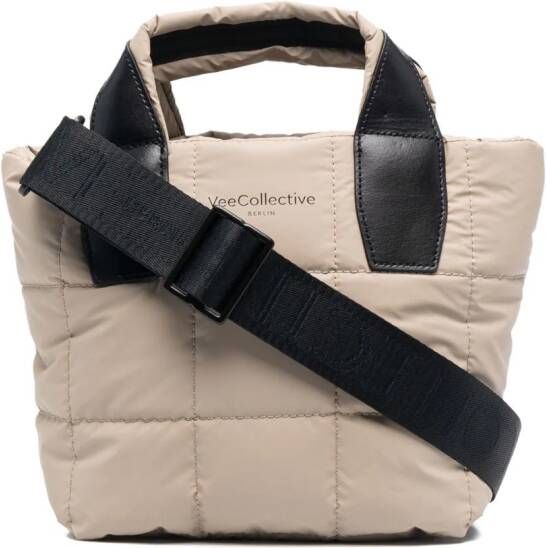 VeeCollective Gewatteerde shopper met logodetail Beige