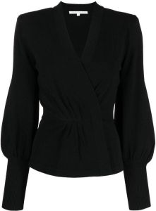 Veronica Beard long-sleeve wrap blouse Zwart