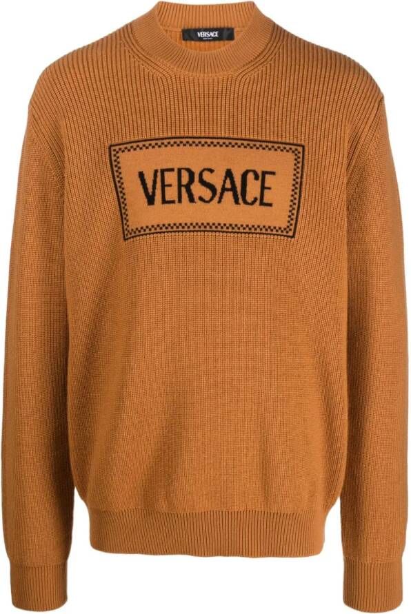 Versace 1990s pre-owned trui met logo Bruin