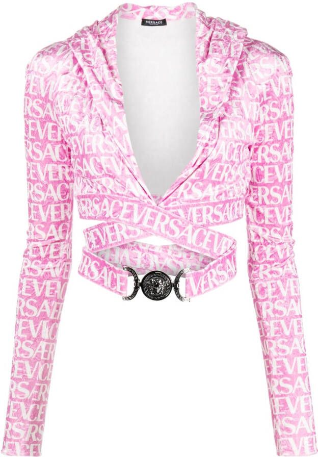 Versace Cropped hoodie Roze