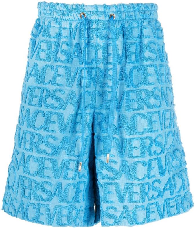 Versace Shorts met logo-reliëf Blauw