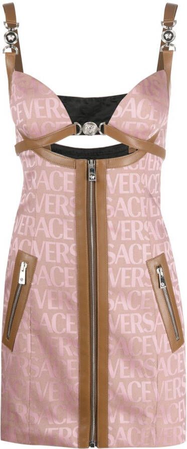 Versace Mini-jurk met logo Roze