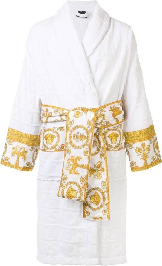 Versace Katoenen badjas met tekst Wit