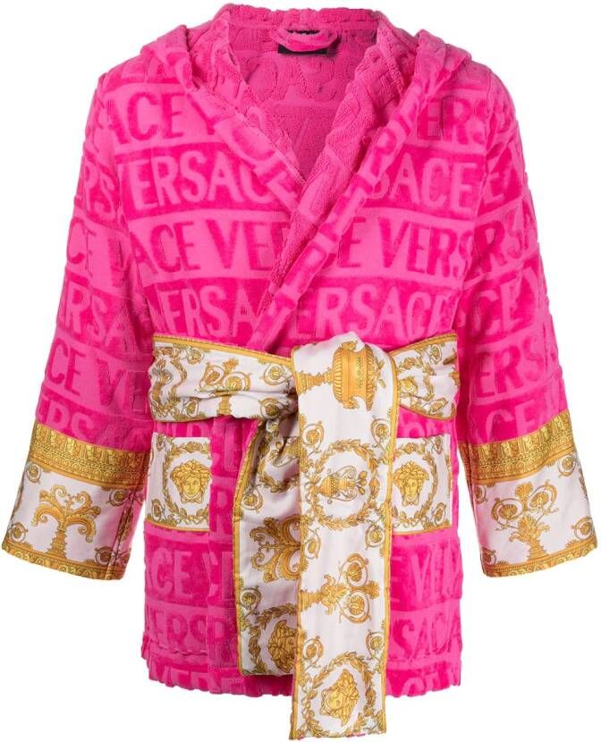 Versace Korte badjas met tekst Roze