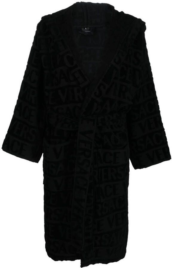 Versace Badjas met capuchon Zwart