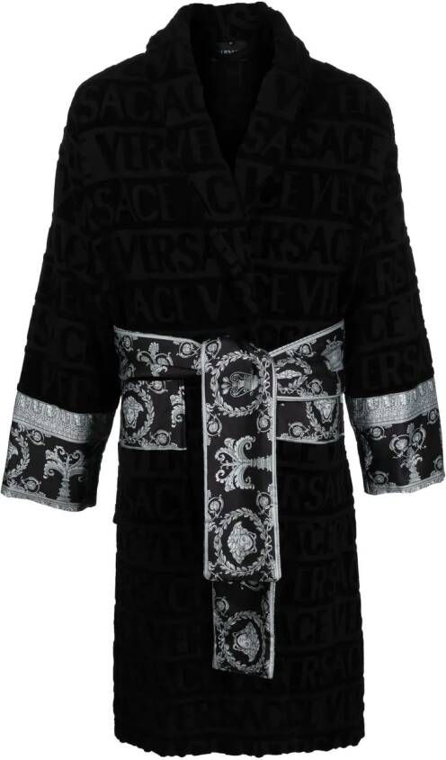 Versace Katoenen badjas met tekst Zwart