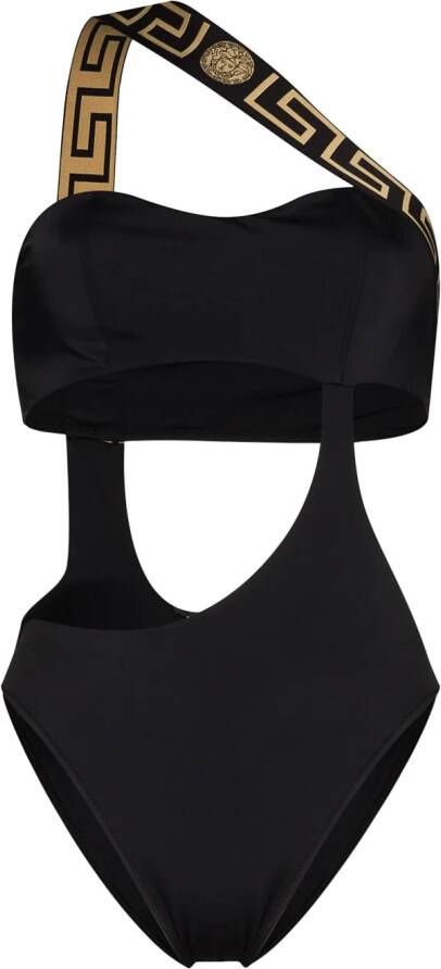 Versace Badpak met uitgesneden Greca detail Zwart