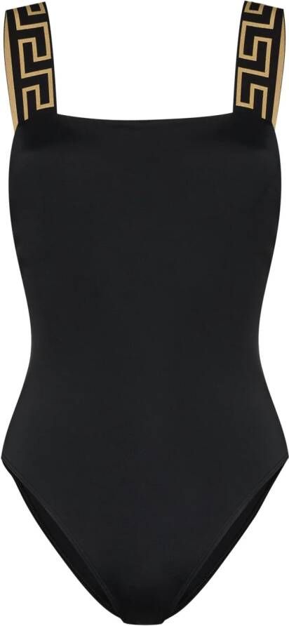 Versace Badpak met Grieks patroon dames polyamide Polyester Spandex Elastane 1 Zwart