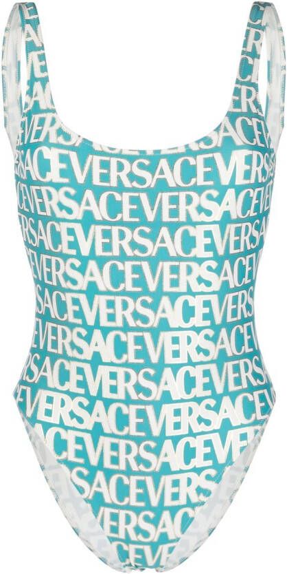 Versace Badpak met logoprint Blauw