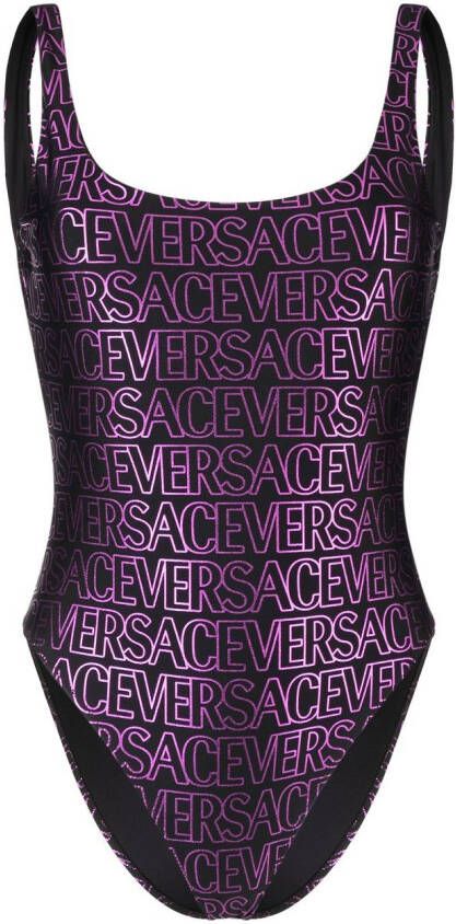 Versace Badpak met logoprint Zwart