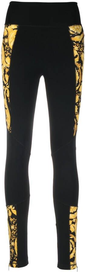 Versace Legging met barocco print Zwart