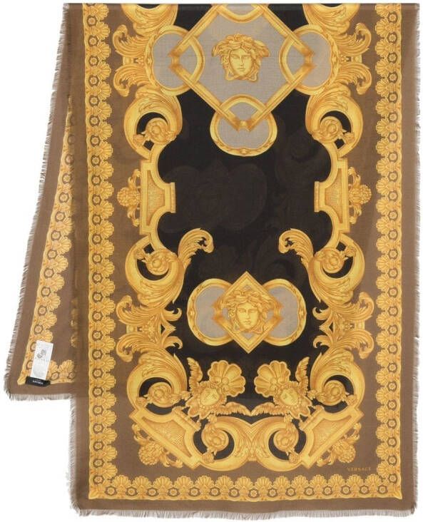 Versace Sjaal met Barocco print Bruin
