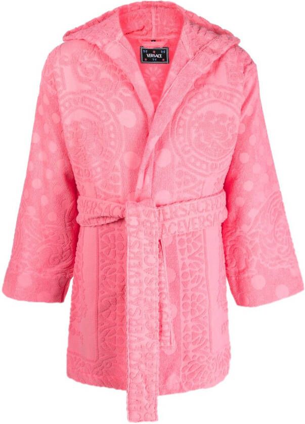 Versace Badstof badjas met print Roze