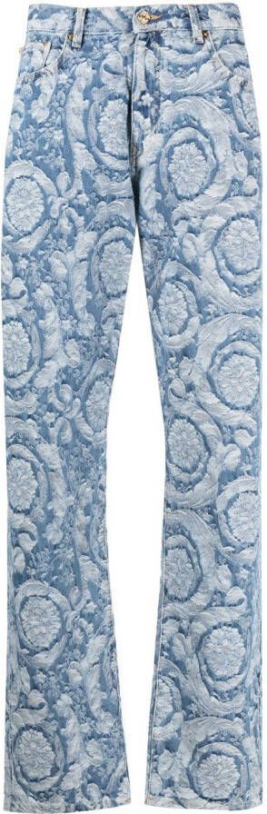 Versace Barocco jeans met patroon Blauw