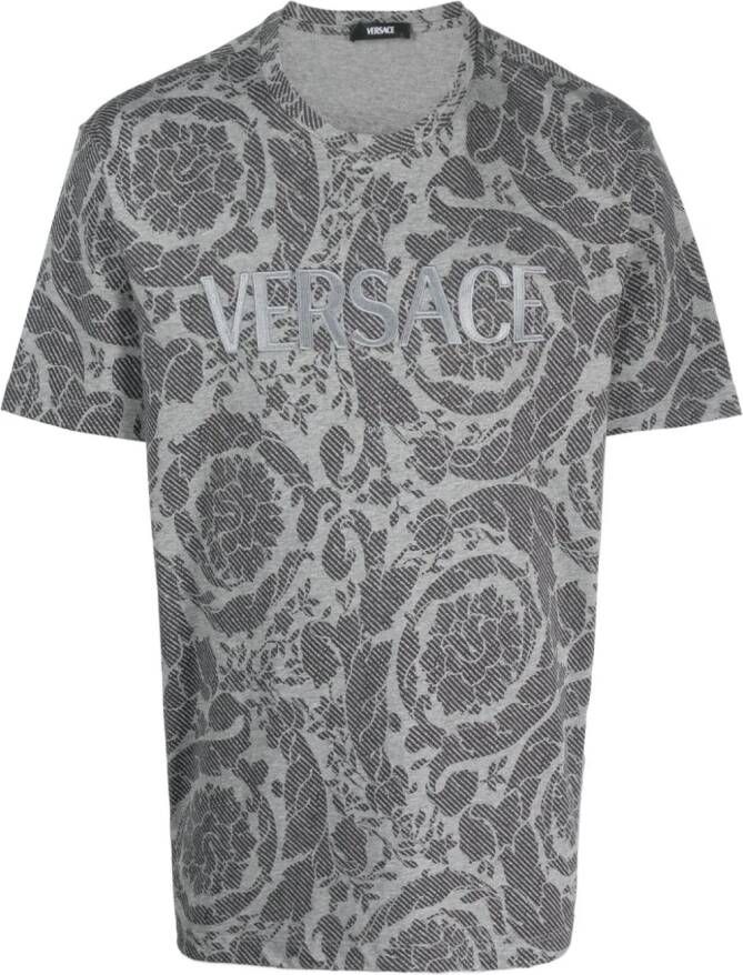 Versace T-shirt met barokprint Grijs