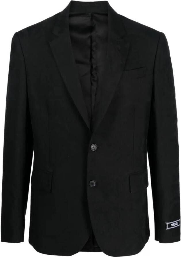 Versace Barocco Silhouette blazer van scheerwol Zwart