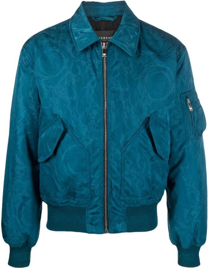 Versace Barocco Silhouette bomberjack Blauw