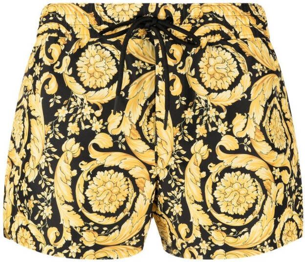 Versace Zwembroek met barokprint Zwart
