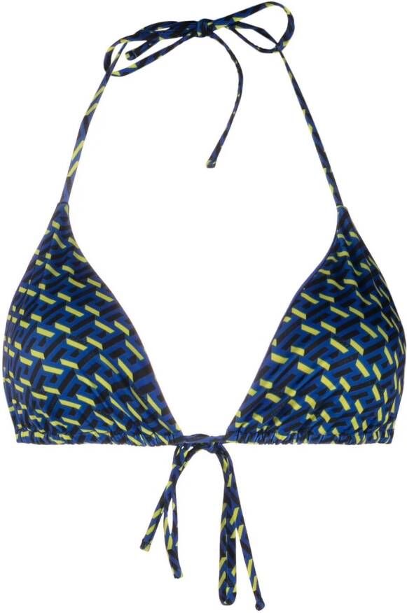 Versace Bikini met monogram print Blauw