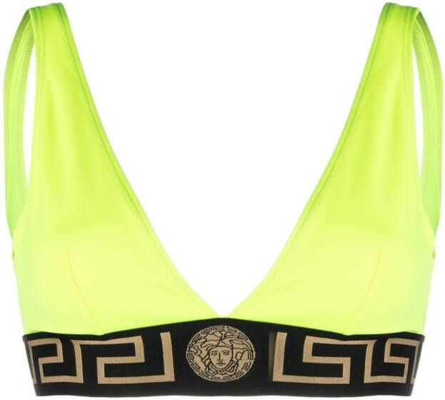 Versace Bikinitop met logo tailleband Geel