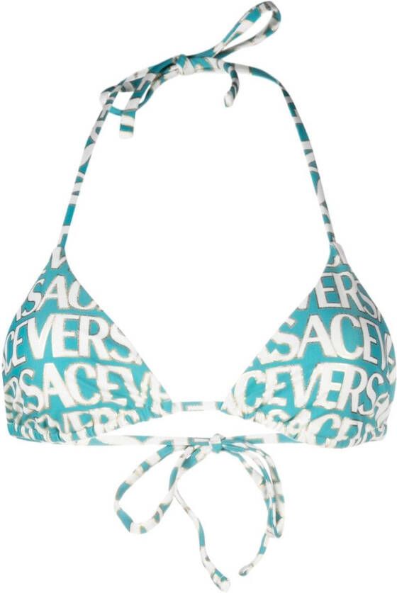 Versace Bikinitop met logoprint Blauw