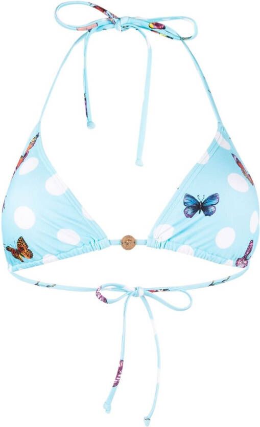 Versace x Dua Lipa bikinitop met vlinderprint Blauw