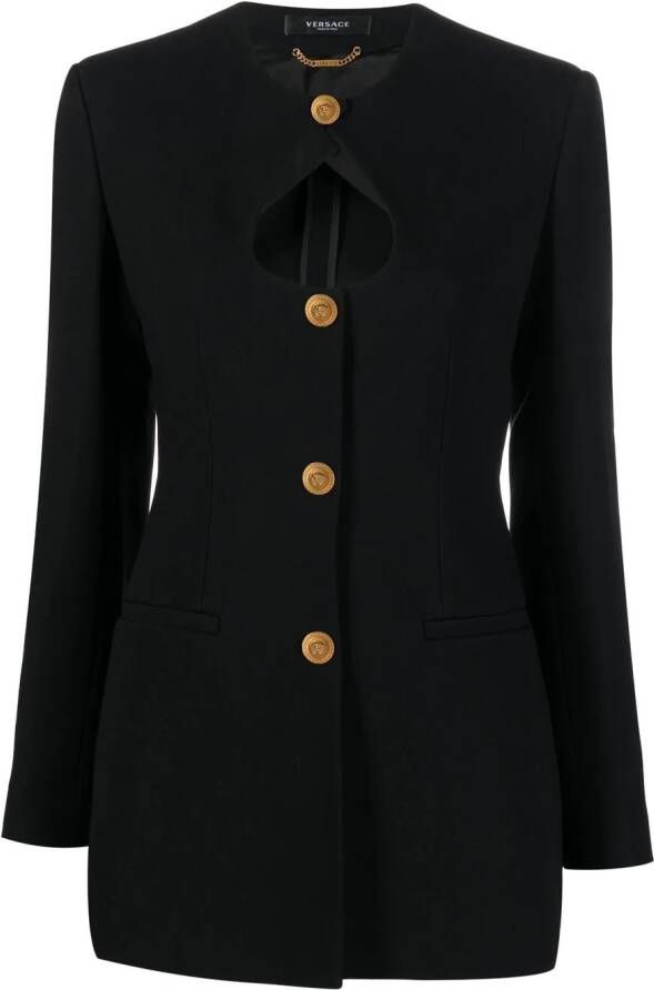 Versace Blazer met keyhole hals Zwart