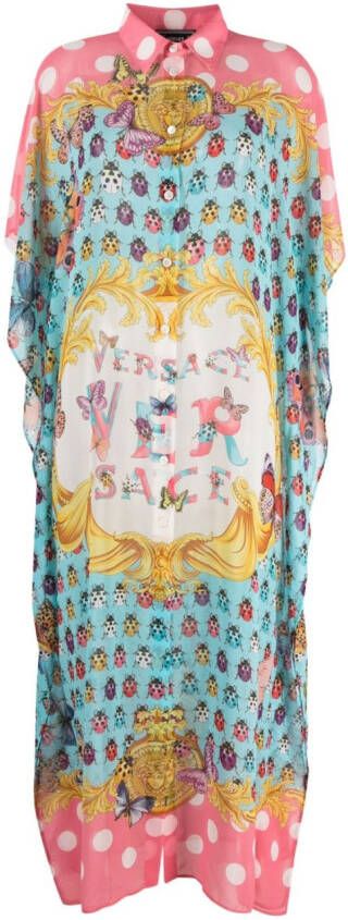 Versace Blousejurk met vlinderprint Blauw