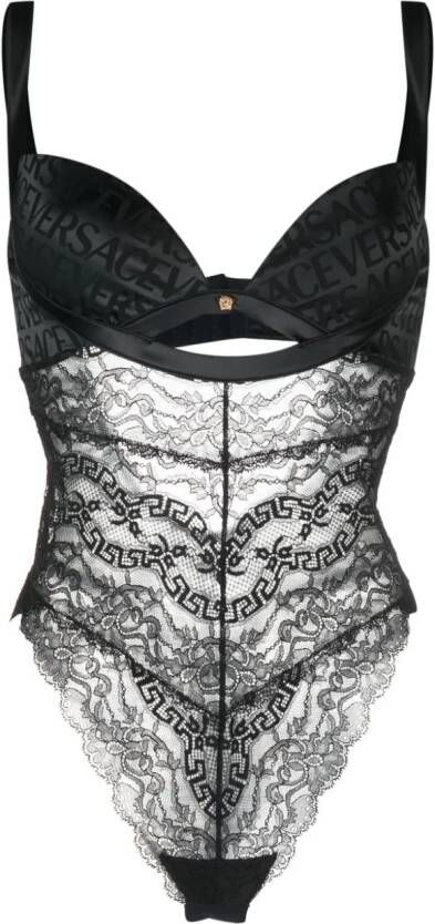 Versace Bodysuit met barok-print Zwart