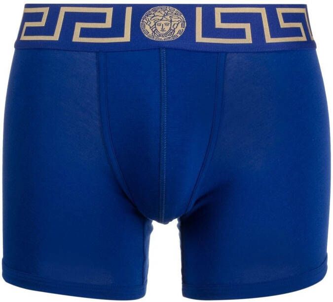 Versace Boxershorts met Greca afwerking Blauw