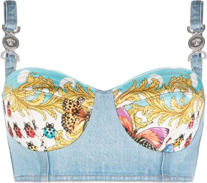 Versace Bustier met vlinderprint Blauw