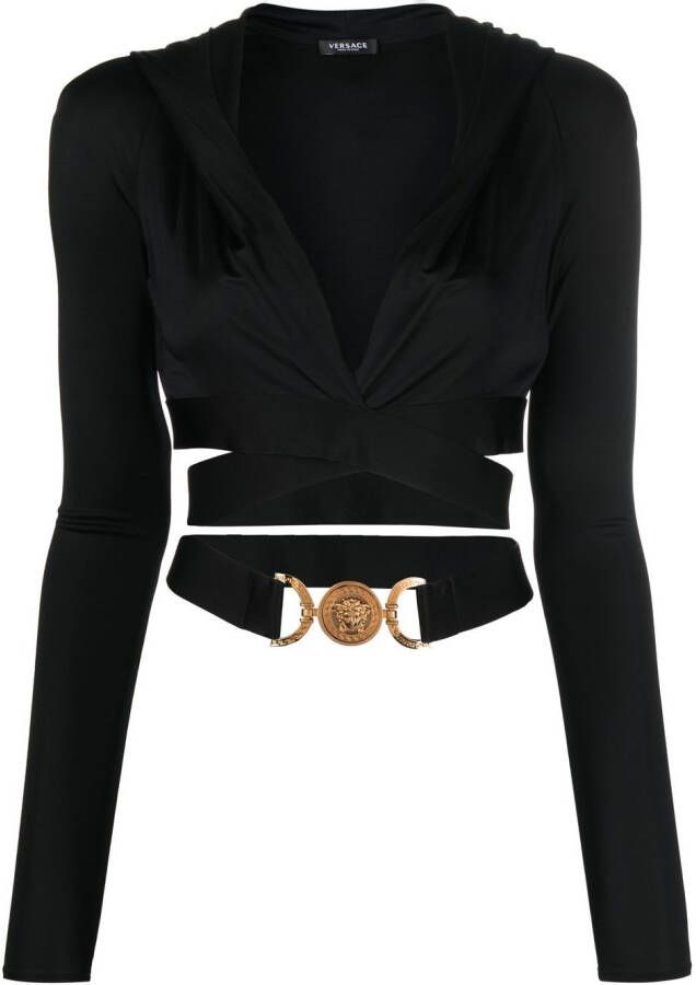 Versace Cropped hoodie Zwart
