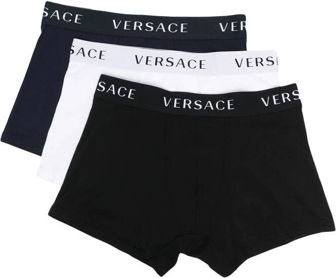 Versace Drie boxershorts met logo tailleband heren Spandex Elastane katoen 5 Wit