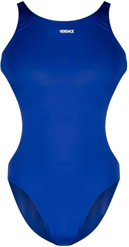 Versace Badpak met geborduurd logo Blauw