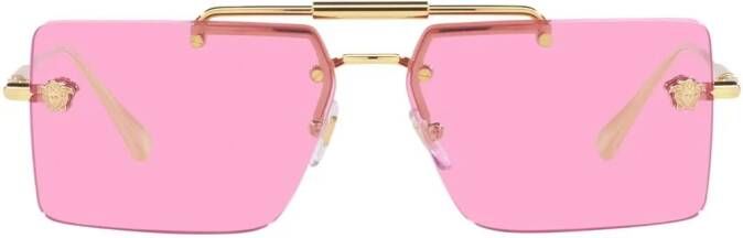 Versace Eyewear Zonnebril met rechthoekig montuur Roze