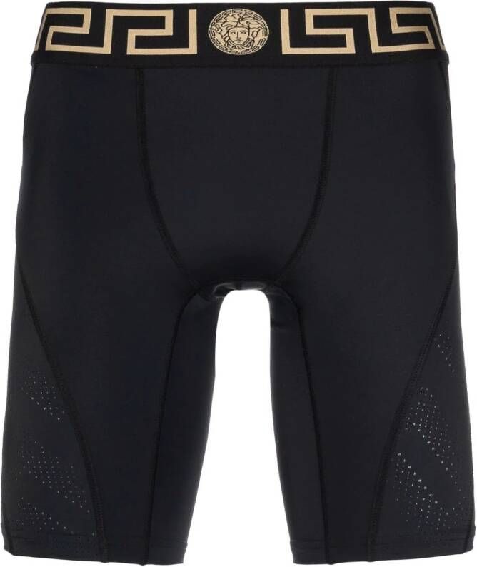 Versace Fietsshorts met Greca band Zwart