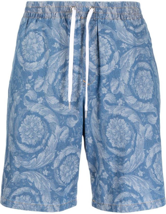 Versace Shorts met bloemenprint Blauw