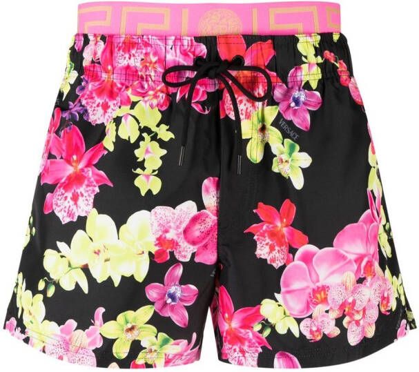 Versace Shorts met bloemenprint Zwart