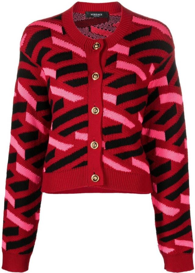 Versace Greca Intarsia vest Rood